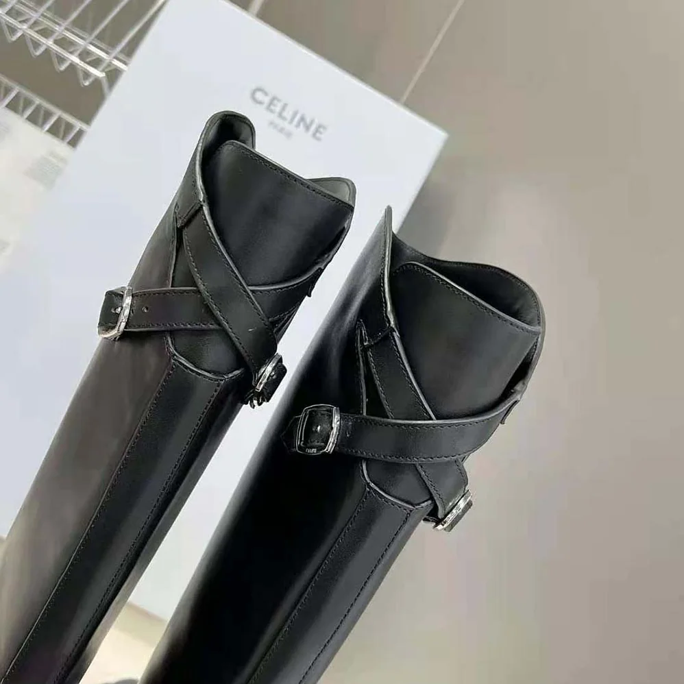 Celine Bulky Buckled High Boot in Calfskin for Women Celine Bulky Buckled High Boot in Calfskin for Women