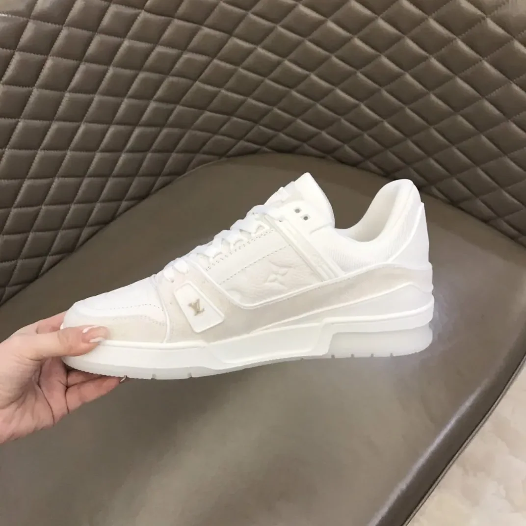 Louis Vuitton Trainer Sneaker Monogram Patent Canvas White Virgil Abloh LV 1A9G53 Louis Vuitton Trainer Sneaker Monogram Patent Canvas White Virgil Abloh LV 1A9G53