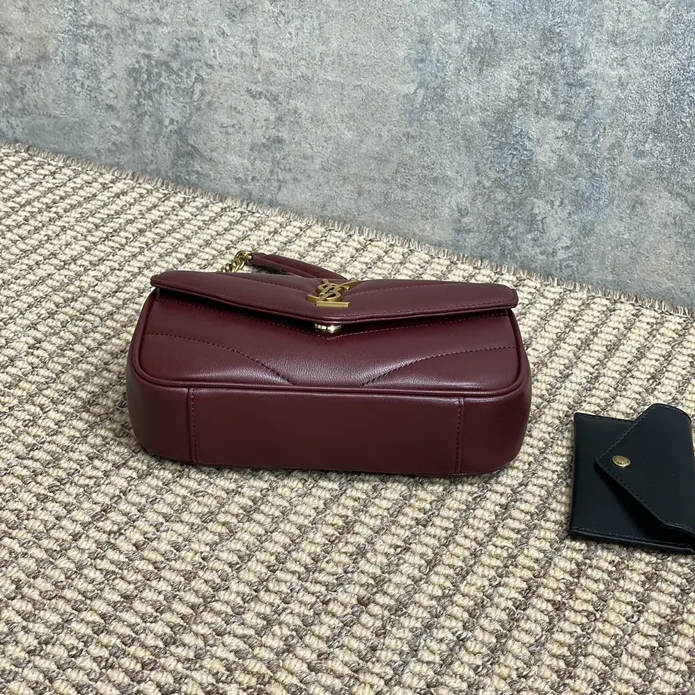 Saint Laurent YSL Loulou Mini in Lambskin for Women in Bordeaux Saint Laurent YSL Loulou Mini in Lambskin for Women in Bordeaux