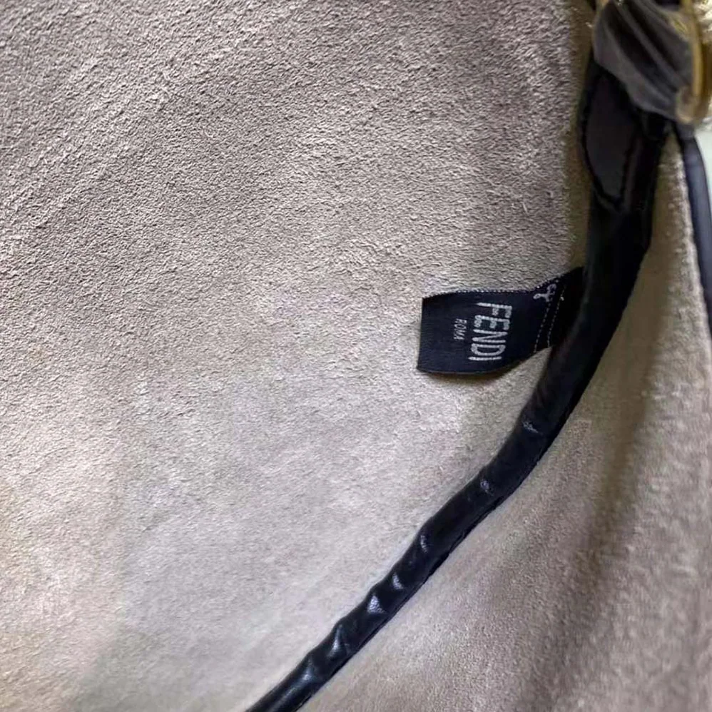 Fendi Small Croissant Black Leather Bag for Women