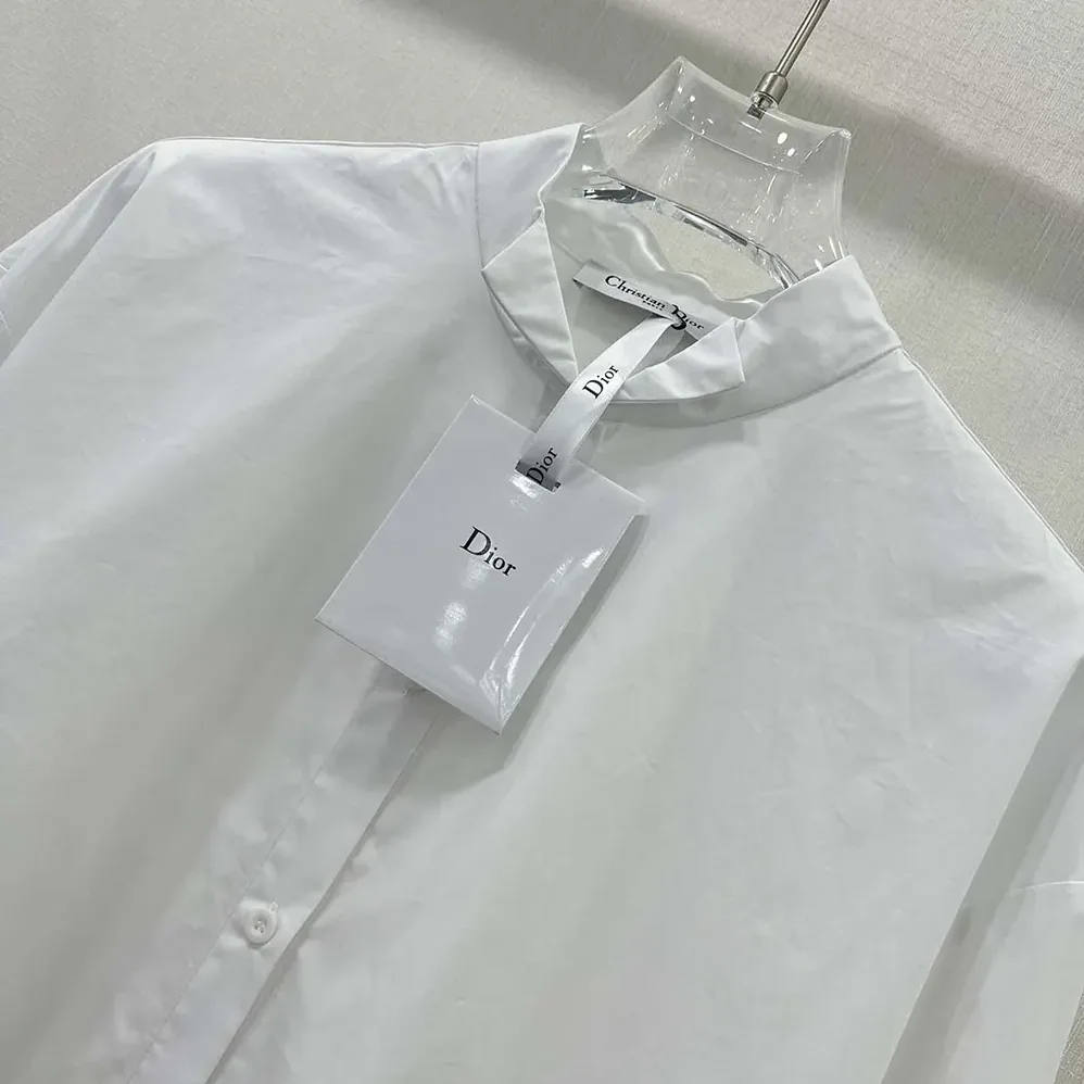 Dior Wing-Collar Shirt White Cotton Poplin for Women Dior Wing-Collar Shirt White Cotton Poplin for Women