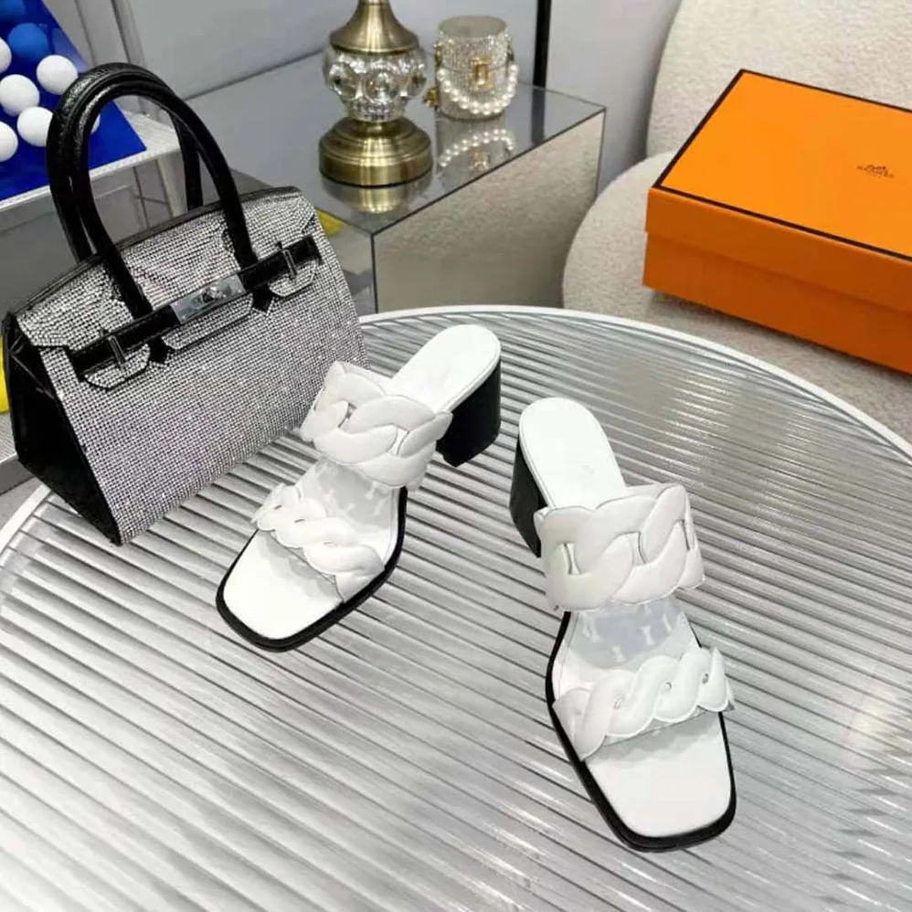 Hermes Gaby 60 Sandal in 6 cm High Heel for Women in White