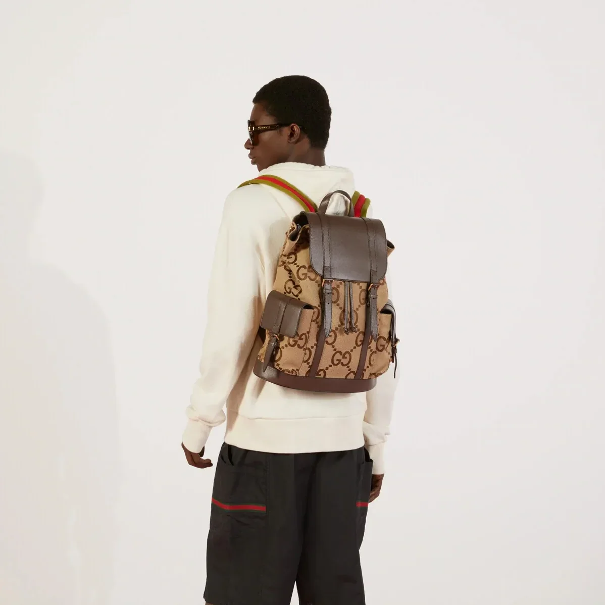 Gucci Backpack With Jumbo GG Camel And Ebony Jumbo GG Canvas / Gucci Backpack With Jumbo GG Camel And Ebony Jumbo GG Canvas /
