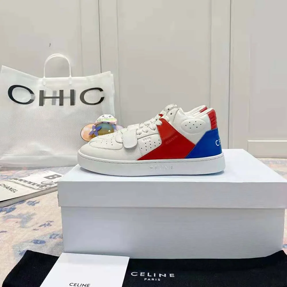 Celine CT-02 Mid Sneaker with Scratch in Calfskin for Men in Red