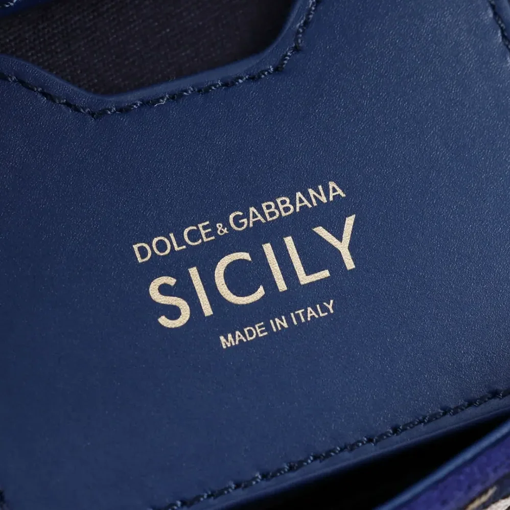 Dolce Gabbana D&G Small Sicily Handbag with Majolica Embroidery for Women in Blue Dolce Gabbana D&G Small Sicily Handbag with Majolica Embroidery for Women in Blue