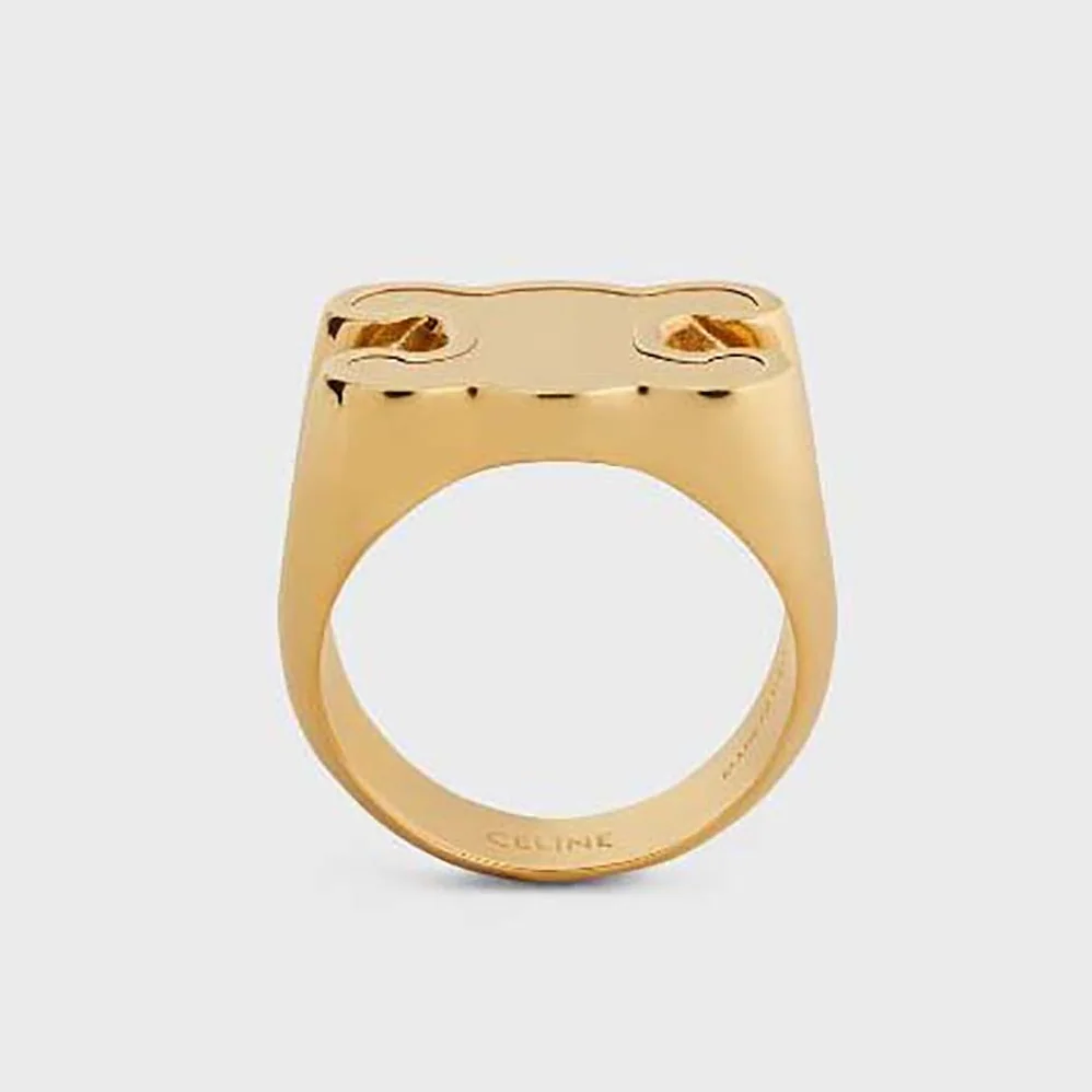 Celine Triomphe Chevalière Ring in Brass with Gold Finish for Women Celine Triomphe Chevalière Ring in Brass with Gold Finish for Women