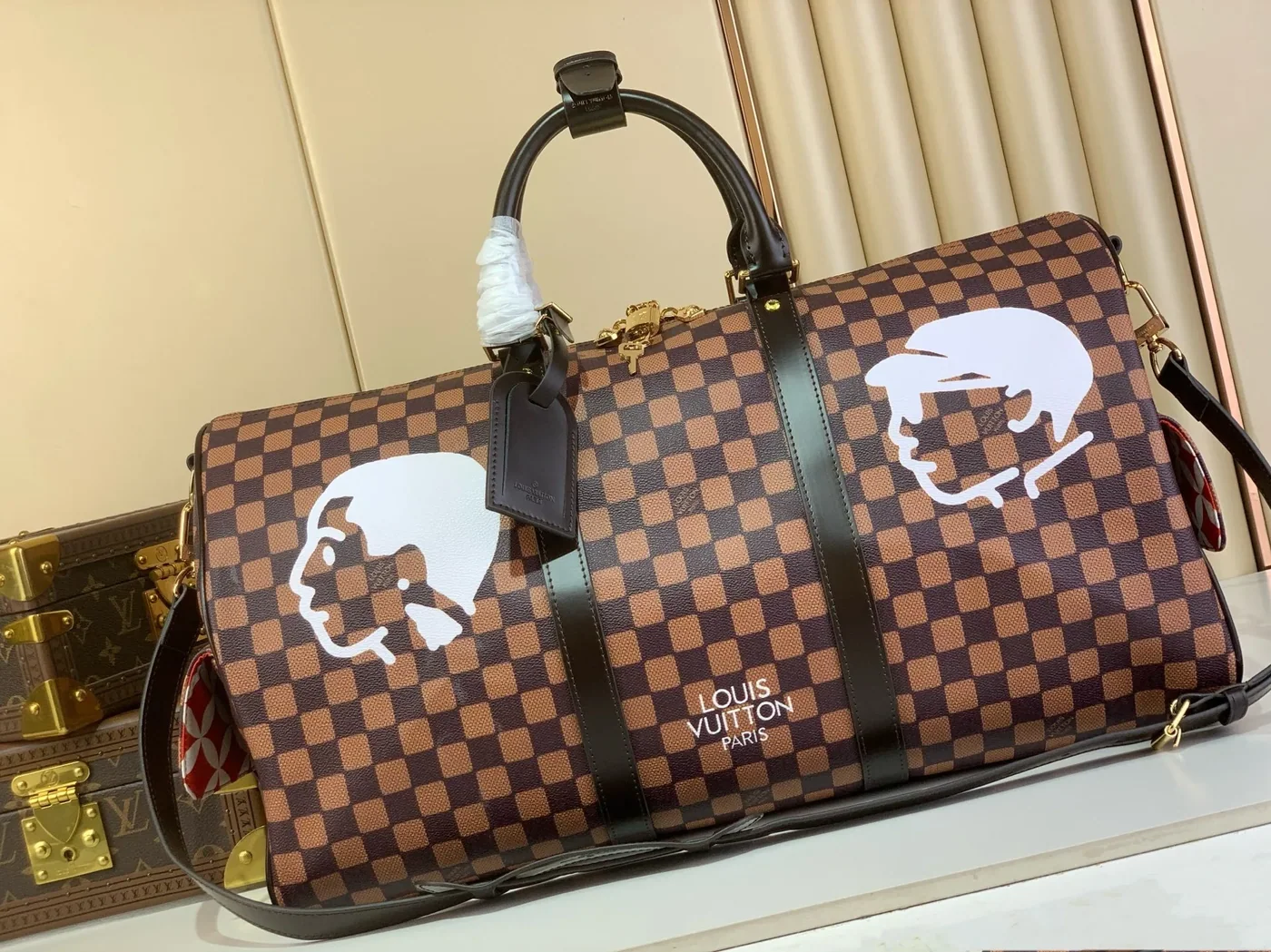 Louis Vuitton Keepall Bandouliere 50 Travel Bag / Brown Damier Phriendship Gold Hardware