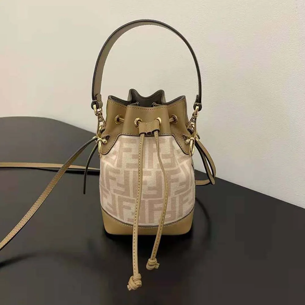 Fendi Small Mon Tresor FF Beige Wool Mini for Women in Bag