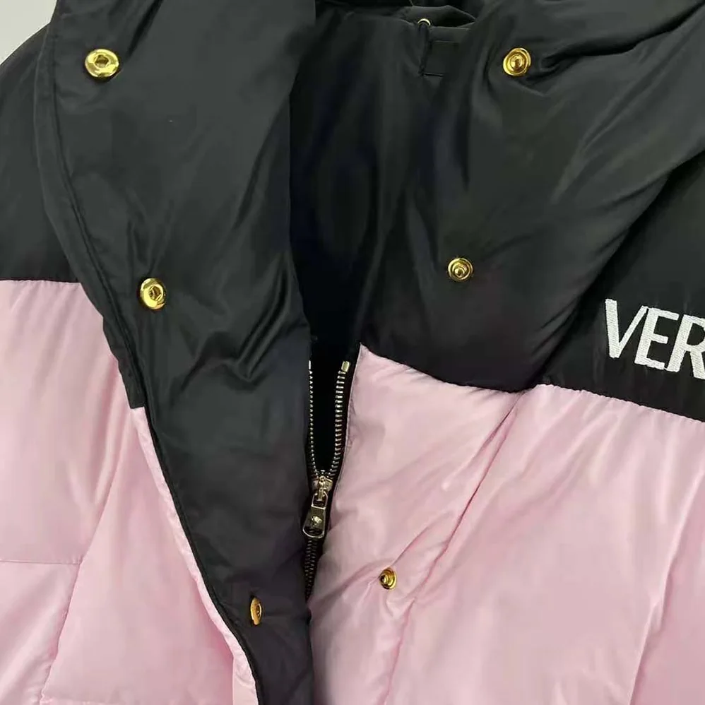 Versace Logo Puffer Jacket for Women in Pink Versace Logo Puffer Jacket for Women in Pink