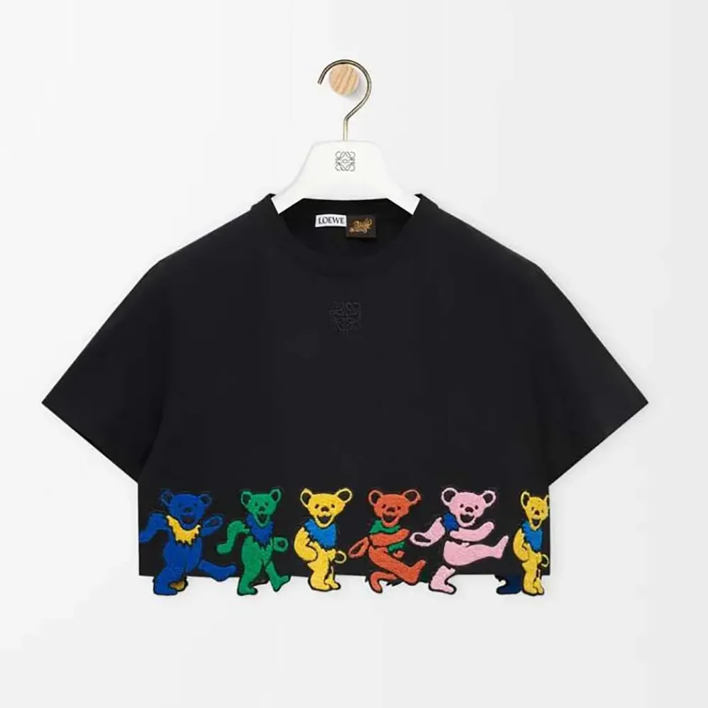 Loewe Cropped T-shirt in Cotton for Women in Black Loewe Cropped T-shirt in Cotton for Women in Black