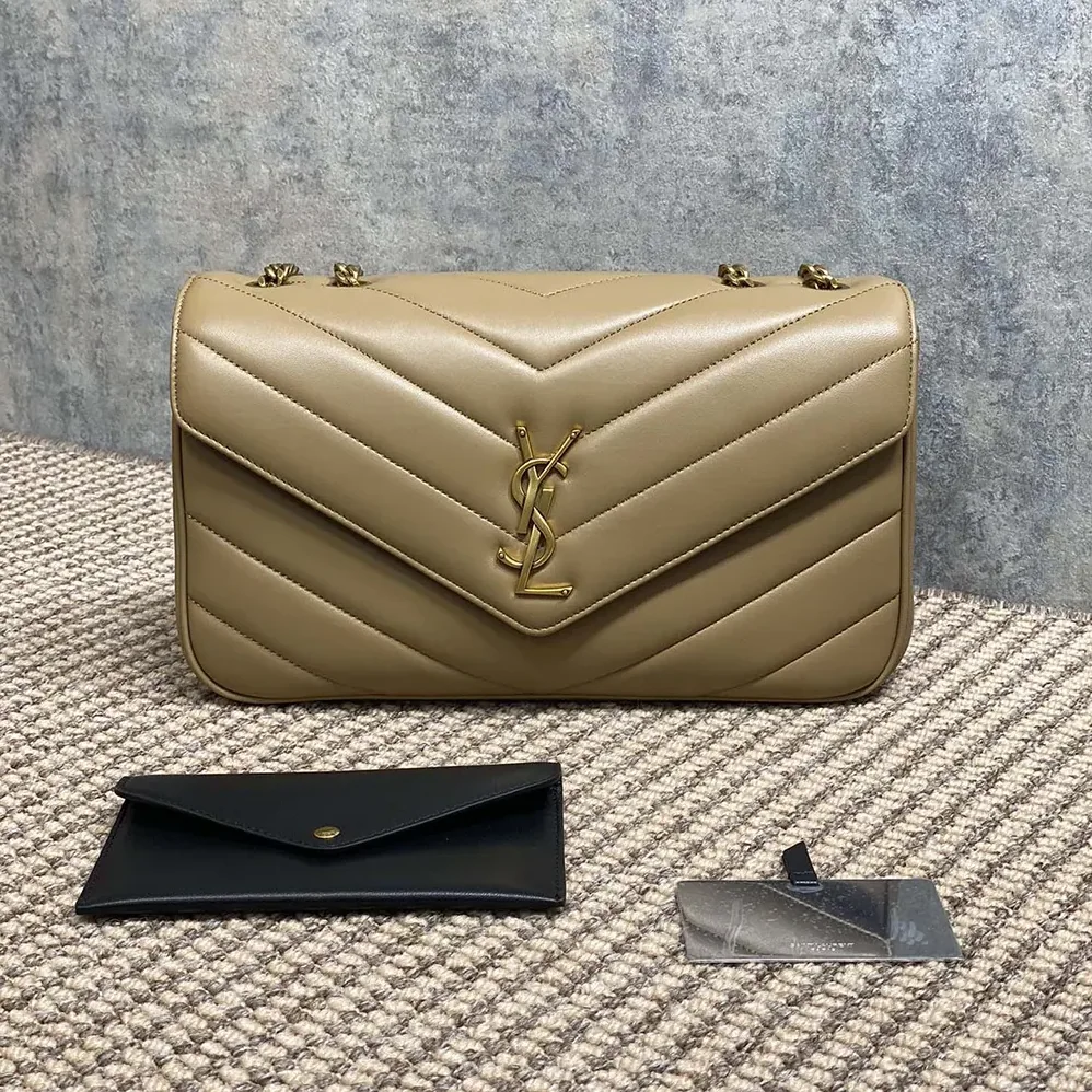 Saint Laurent YSL Loulou Medium in Matelasse Lambskin for Women in Natural Saint Laurent YSL Loulou Medium in Matelasse Lambskin for Women in Natural