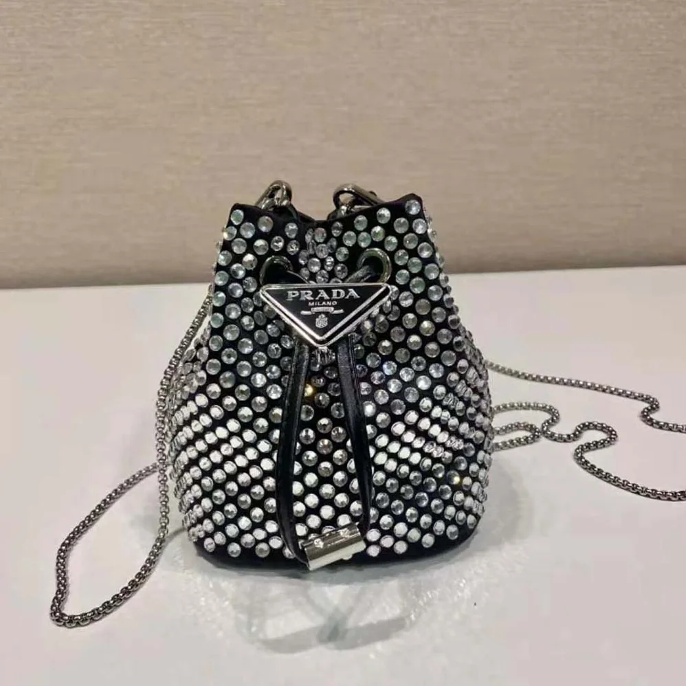 Prada Embellished Satin Mini-Pouch for Women in Black
