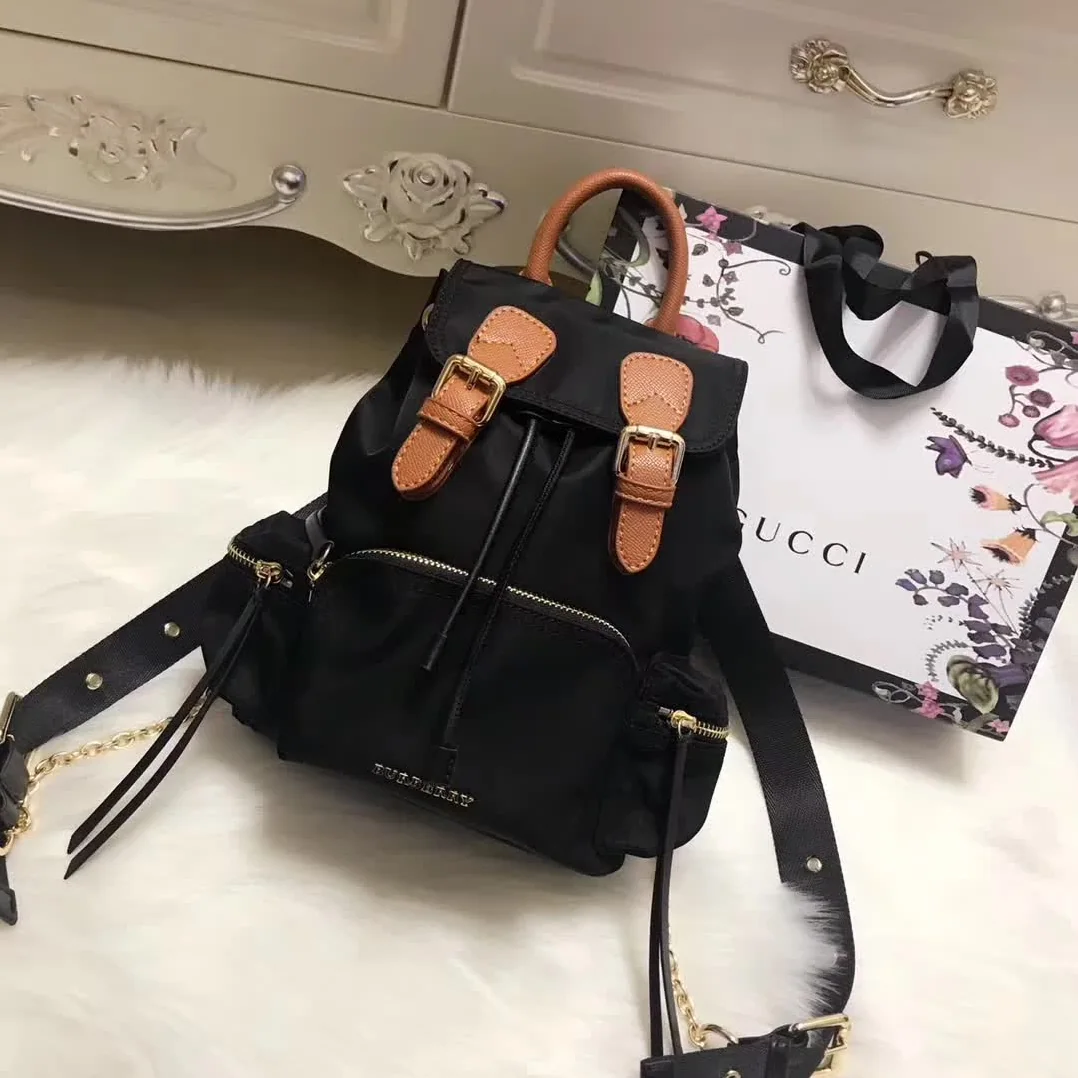 Burberry Medium Rucksack in Technical Nylon and Leather in Black Burberry Medium Rucksack in Technical Nylon and Leather in Black
