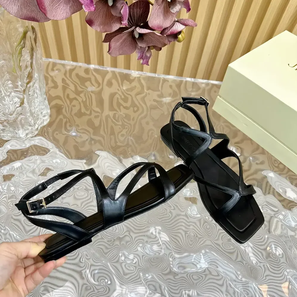 Jimmy Choo Ayla Flat Black Nappa Leather Flats for Women Jimmy Choo Ayla Flat Black Nappa Leather Flats for Women