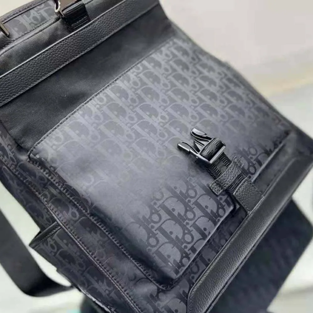 Dior Explorer Tote Bag Black Dior Oblique Mirage Technical Fabric and Grained Calfskin for Men