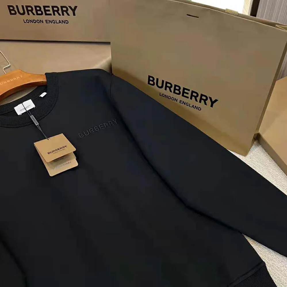Burberry Check EKD Cotton Sweatshirt for Men in Black Burberry Check EKD Cotton Sweatshirt for Men in Black