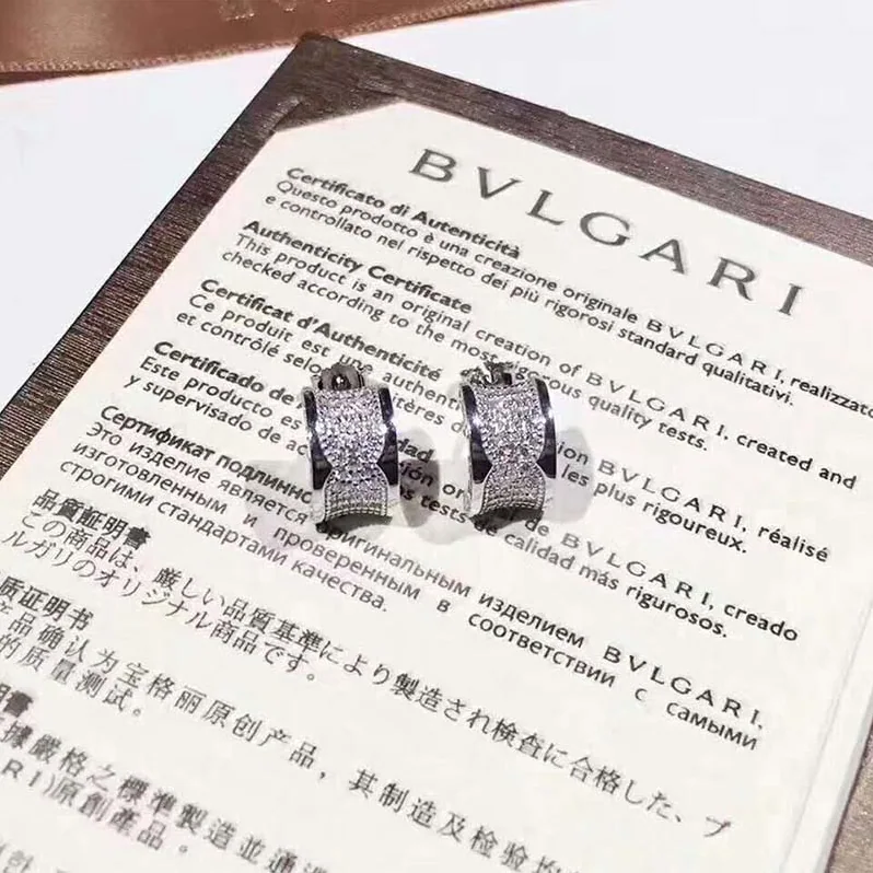 Bvlgari B.zero1 Earrings 18 KT Rose Gold Set Pave Diamonds for Women in Silver Bvlgari B.zero1 Earrings 18 KT Rose Gold Set Pave Diamonds for Women in Silver