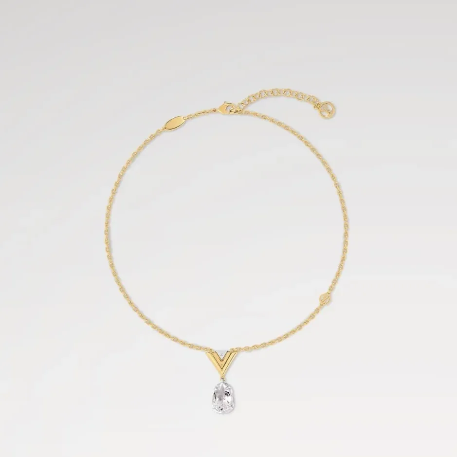 Louis Vuitton V for Vuitton Necklace Golden