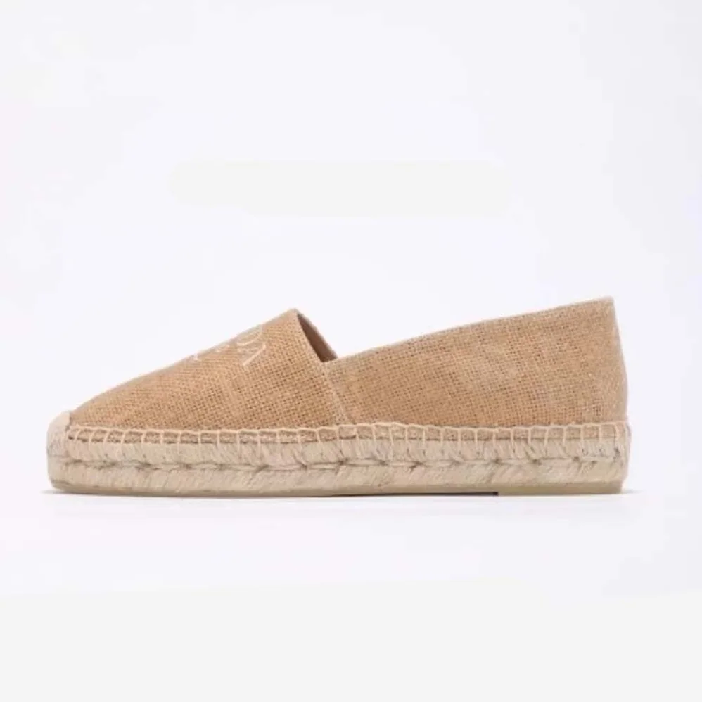 Prada Crochet Espadrilles with Embroidered Logo for Women in Beige