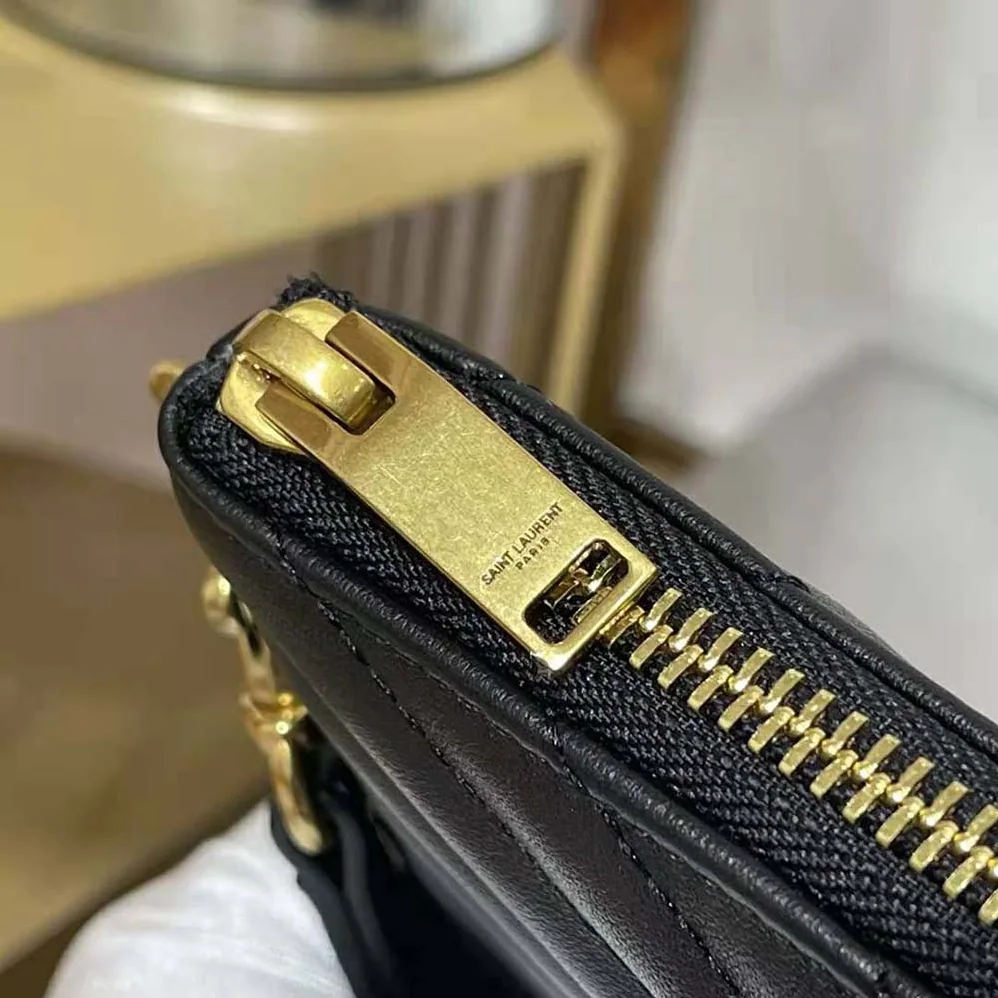 Saint Laurent YSL Monogram Tablet Pouch in Matelassé Leather for Women in Black Saint Laurent YSL Monogram Tablet Pouch in Matelassé Leather for Women in Black