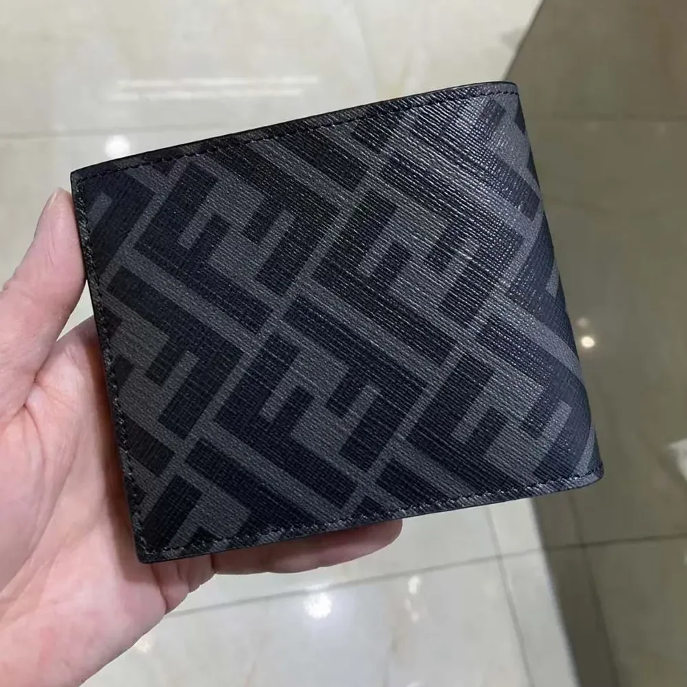 Fendi Bi-Fold Wallet in ROMA Logo FF Motif Fabric Gray for Men Fendi Bi-Fold Wallet in ROMA Logo FF Motif Fabric Gray for Men