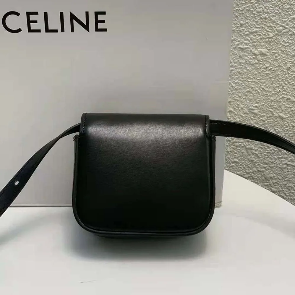 Celine Mini Triomphe in Shiny Calfskin for Women in Black