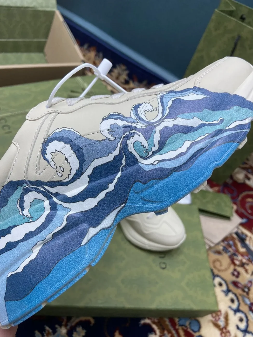 Gucci Rhyton Sneaker With Wave White Gucci Rhyton Sneaker With Wave White