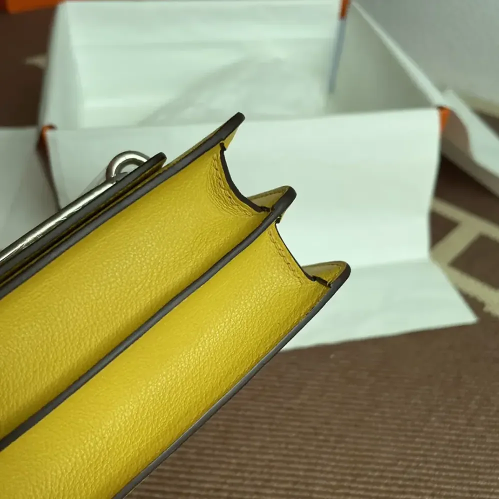 Hermes Roulis Mini Bag in Evercolor Calfskin for Women in Yellow/Gold Hermes Roulis Mini Bag in Evercolor Calfskin for Women in Yellow/Gold