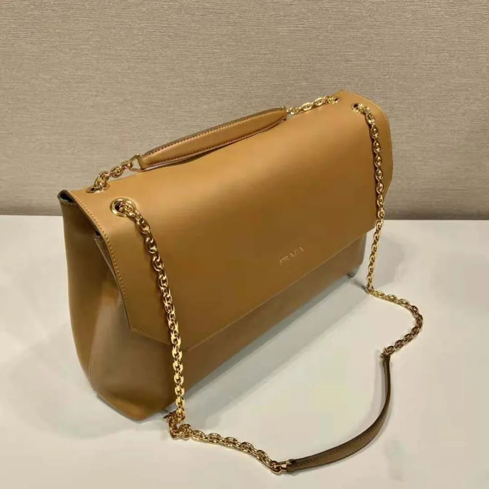 Prada Large leather Shoulder Bag for Women in Brown