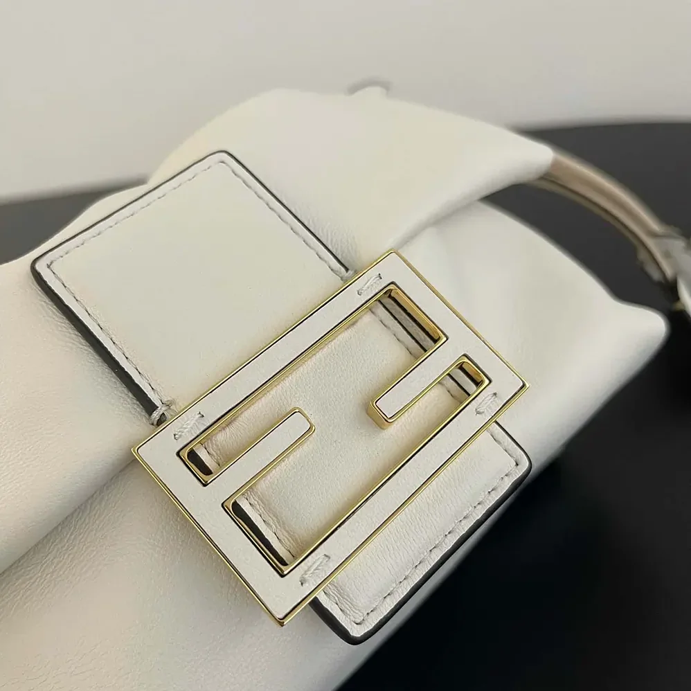 Fendi Mamma Baguette Small White Nappa Leather Mini Bag for Women