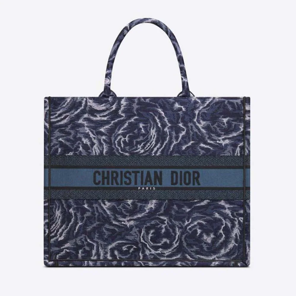 Dior Large Dior Book Tote Blue Dior Roses Embroidery for Women Dior Large Dior Book Tote Blue Dior Roses Embroidery for Women