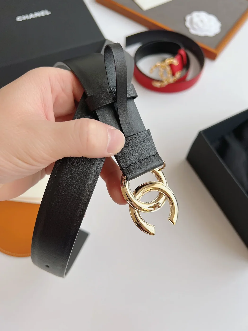 Chanel Attach Stone Metal CC Belt Black