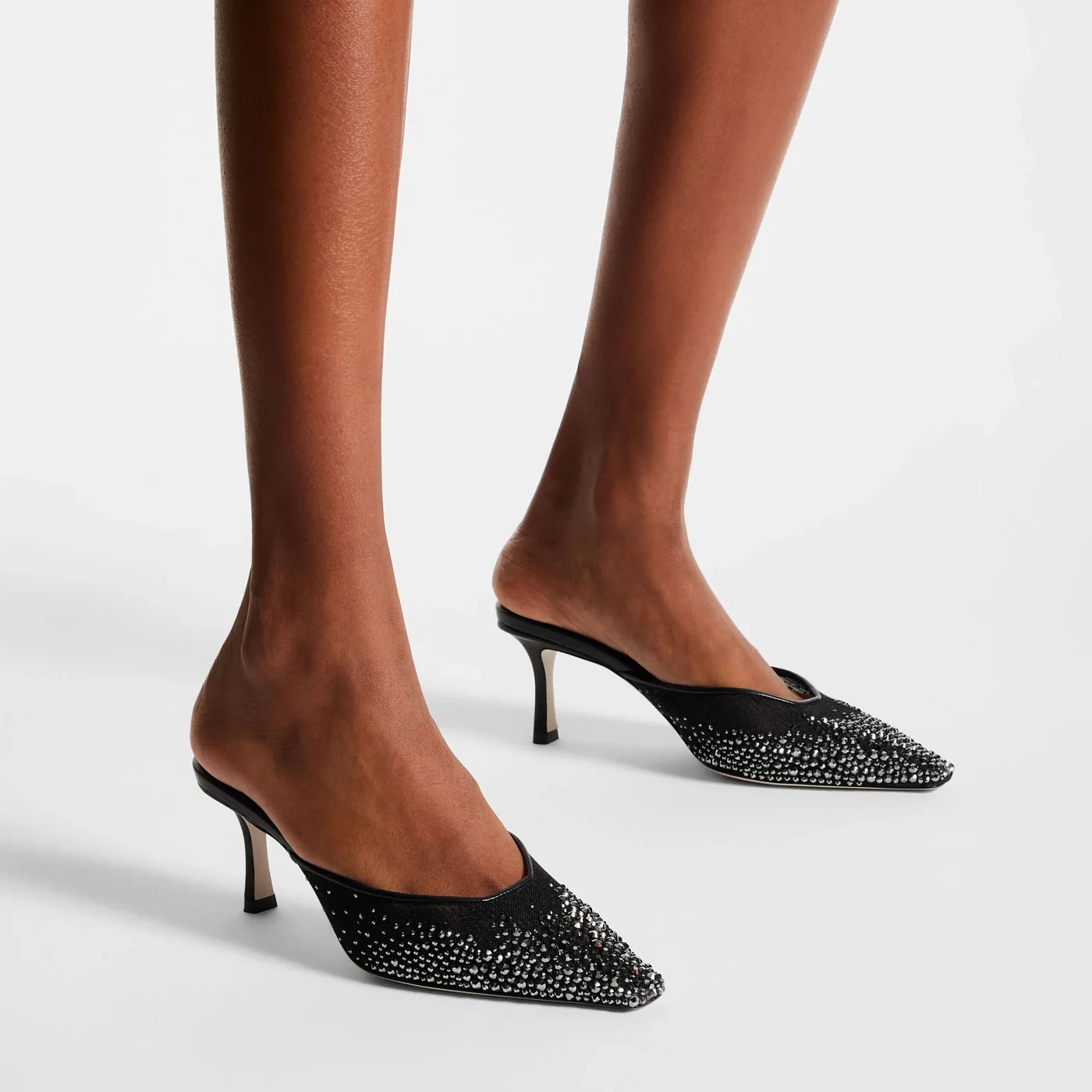Jimmy Choo Vivi 65 Crystal Mesh Mules Pink VIVI65NYT Jimmy Choo Vivi 65 Crystal Mesh Mules Pink VIVI65NYT