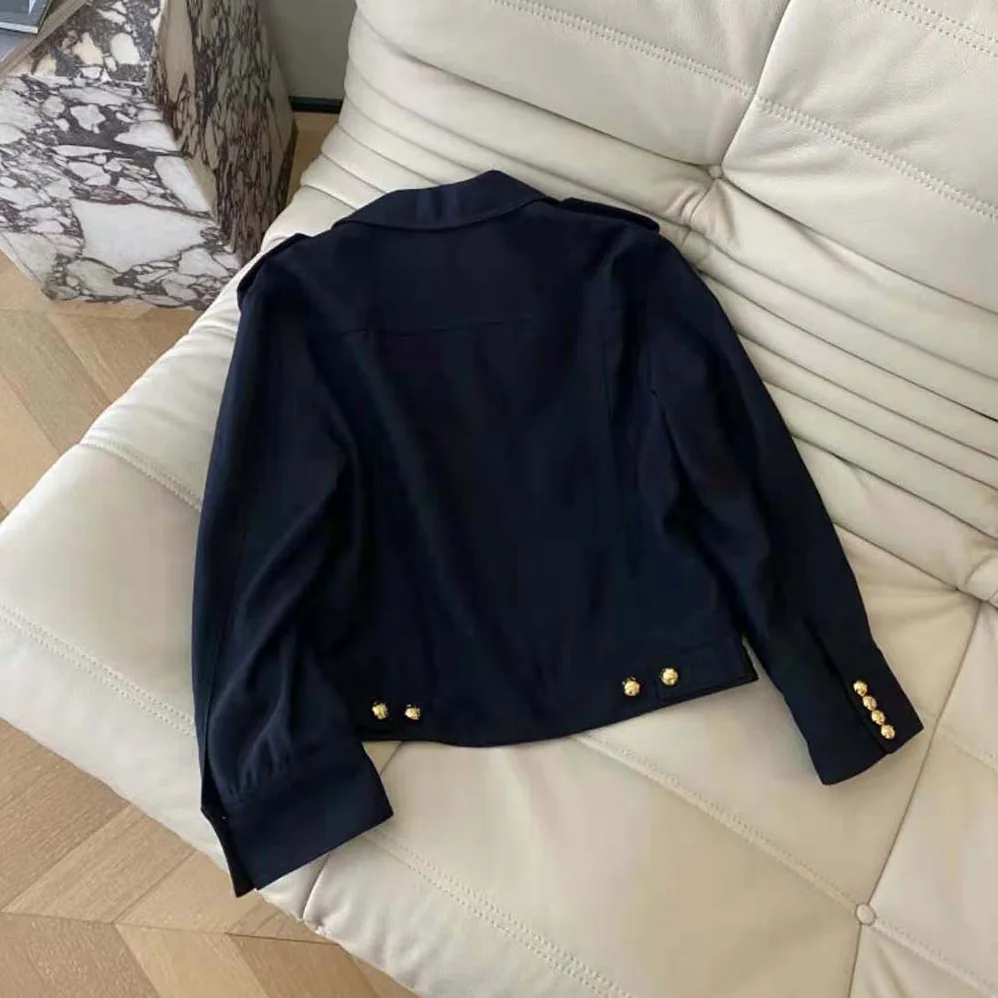 Celine Cropped Saharienne Jacket in Diagonal Wool for Women