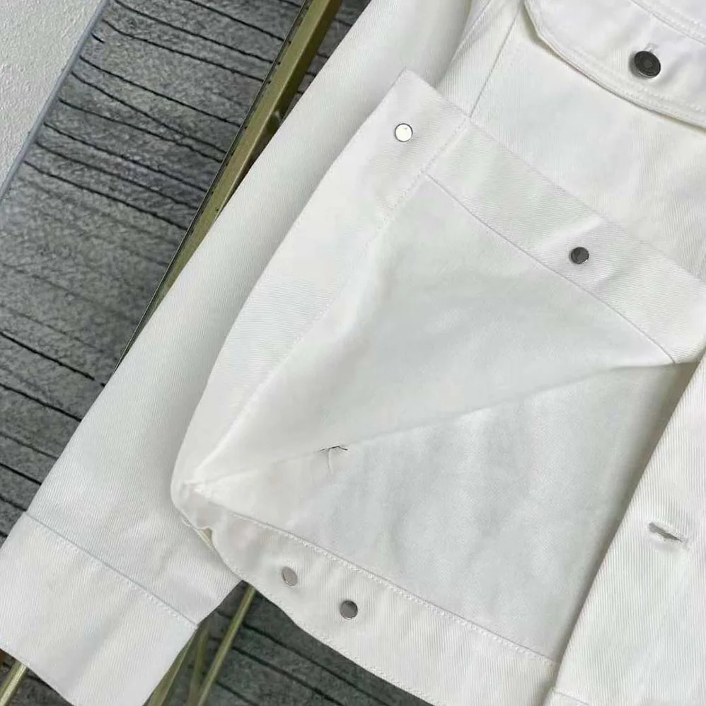 Dior Jacket White Cotton Denim with Blue Rêve D'Infini Motif for Women