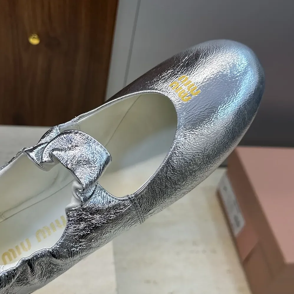 Miu Miu Ruches Mordoré Nappa Leather Ballerinas for Women