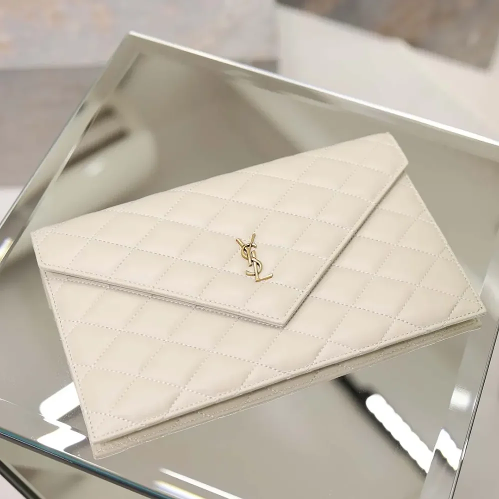Saint Laurent YSL Paris Pouch In Lambskin White for Women Saint Laurent YSL Paris Pouch In Lambskin White for Women