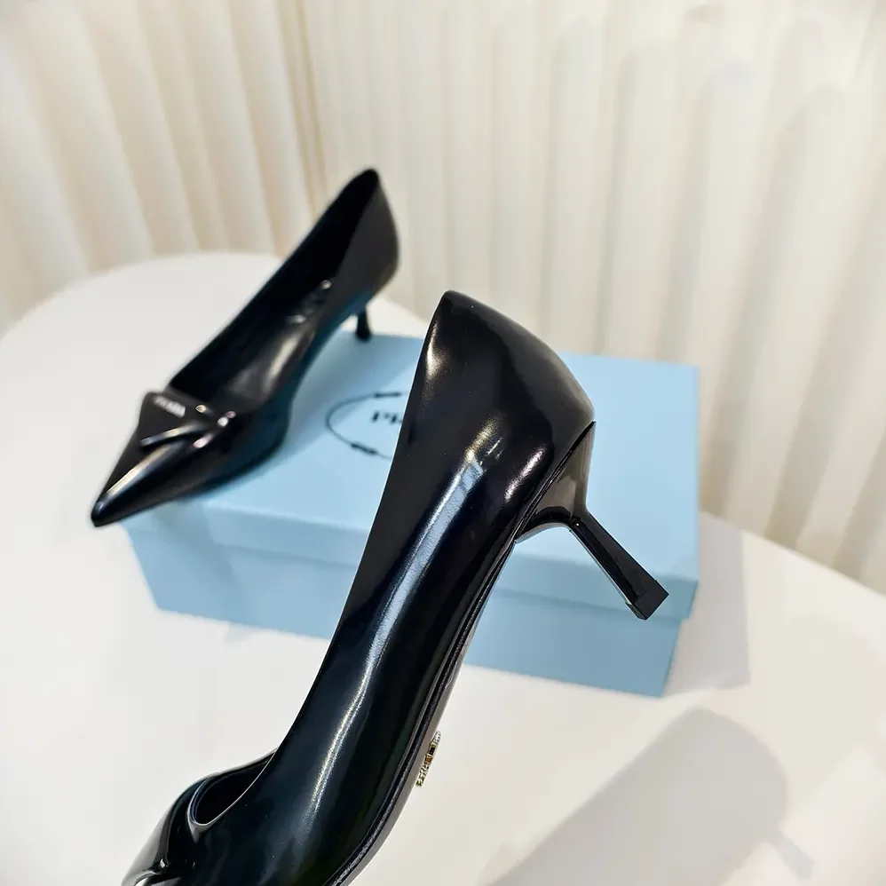 Prada Brushed Leather Pumps for Women in Black