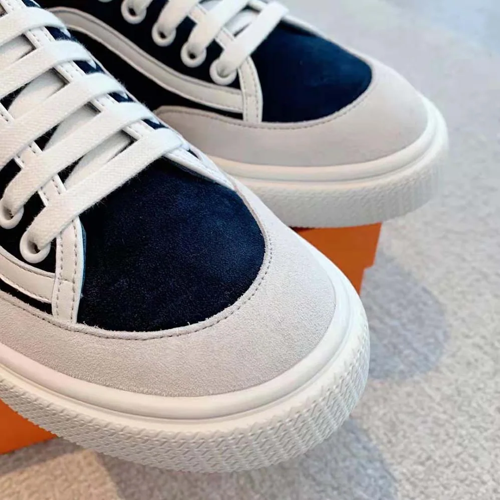 Hermes Get Sneaker in Suede Goatskin and Calfskin with Signature “Hermès Paris” Stencil for Unisex in Black
