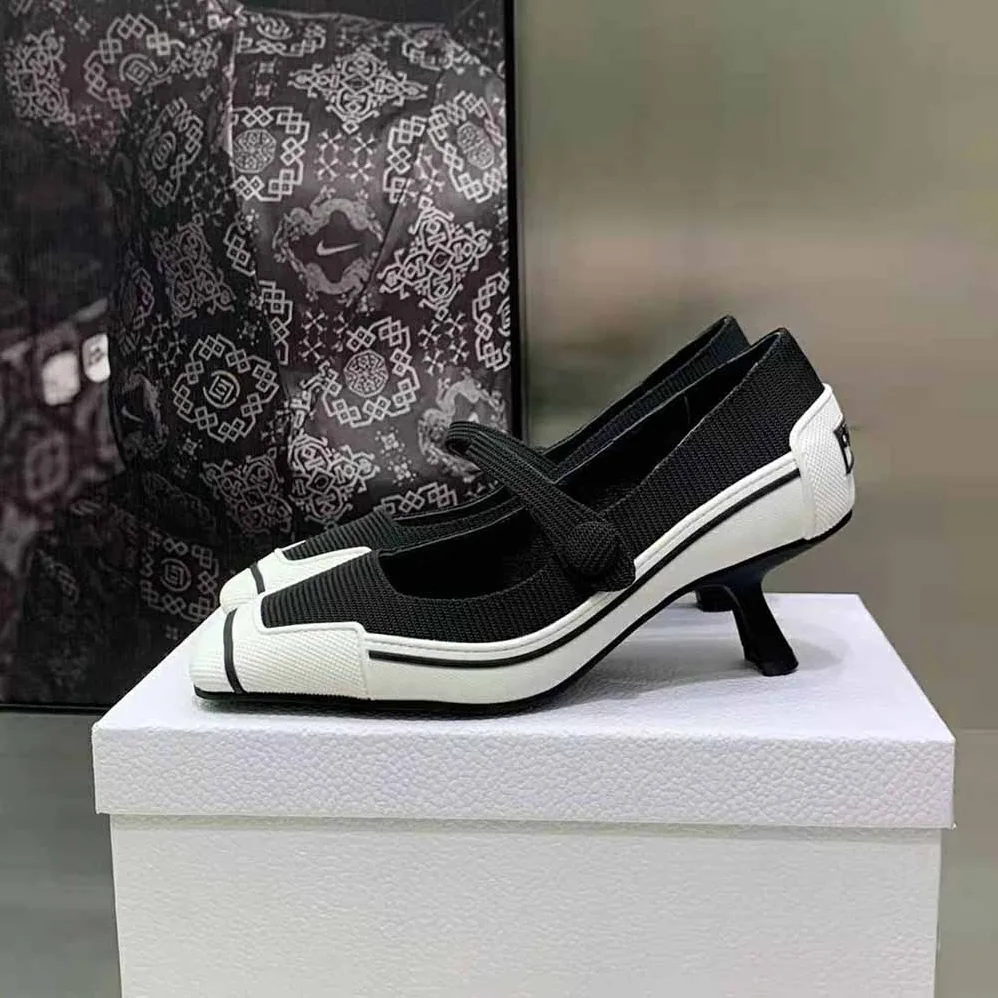 Dior D-Motion Pump Black Technical Fabric and White Rubber for Women Dior D-Motion Pump Black Technical Fabric and White Rubber for Women
