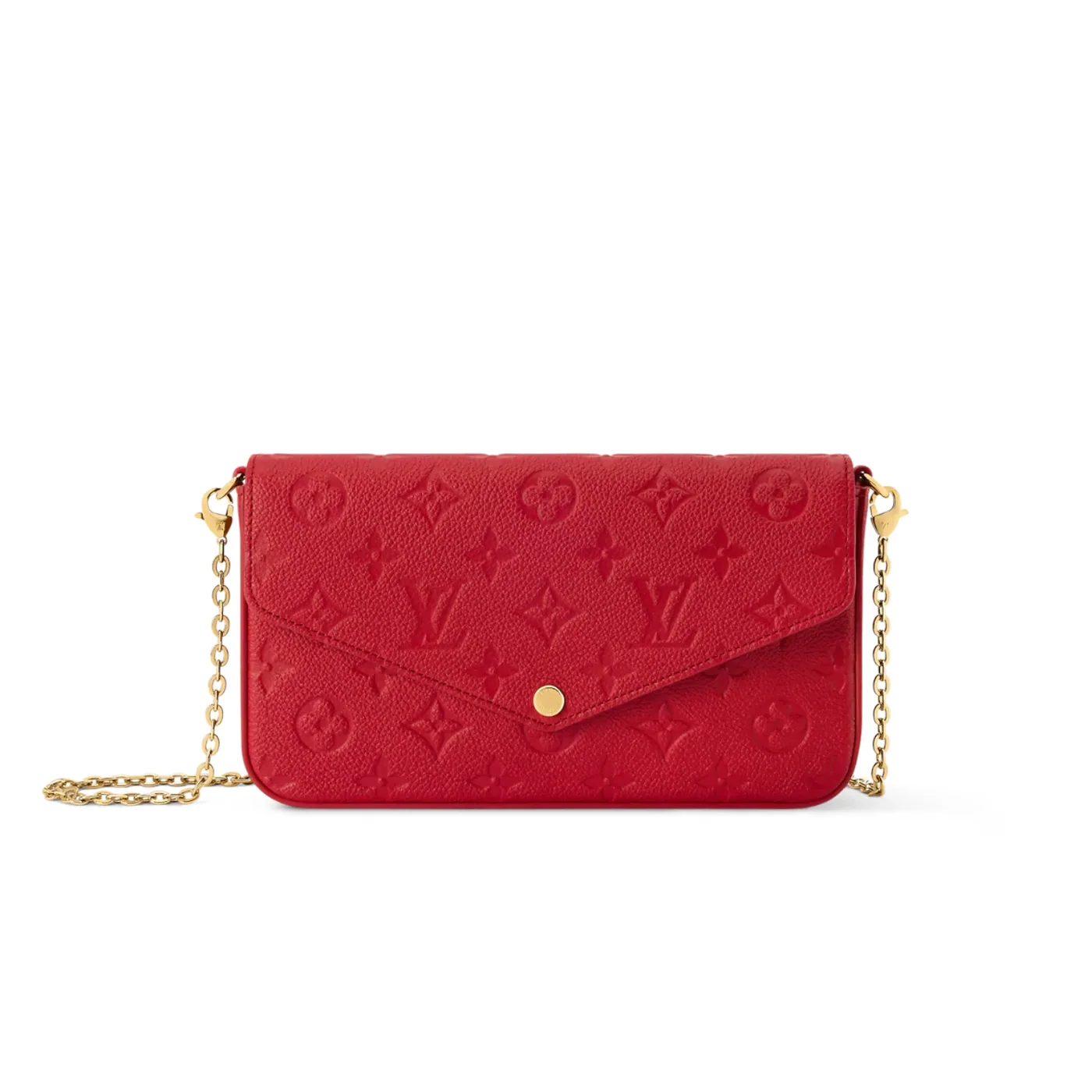 Louis Vuitton Pochette Felicie Shoulder Bag / Louis Red Monogram Empreinte Gold Hardware