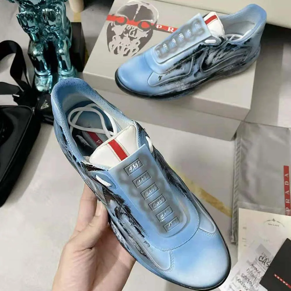 Prada Cass x Prada Americas Cup D3cay Sneakers for Unisex in Blue Prada Cass x Prada Americas Cup D3cay Sneakers for Unisex in Blue