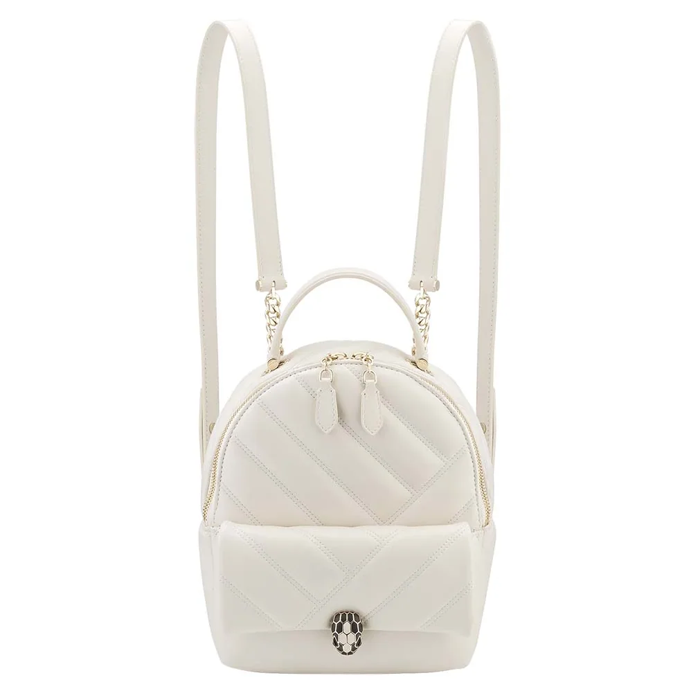 Bvlgari Serpenti Cabochon Backpack in White Agate Calf Leather for Women