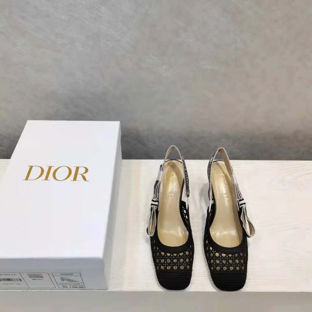 Dior Dior and Moi Slingback Ballerina Flat Black Cannage Embroidered Mesh for Women Dior Dior and Moi Slingback Ballerina Flat Black Cannage Embroidered Mesh for Women