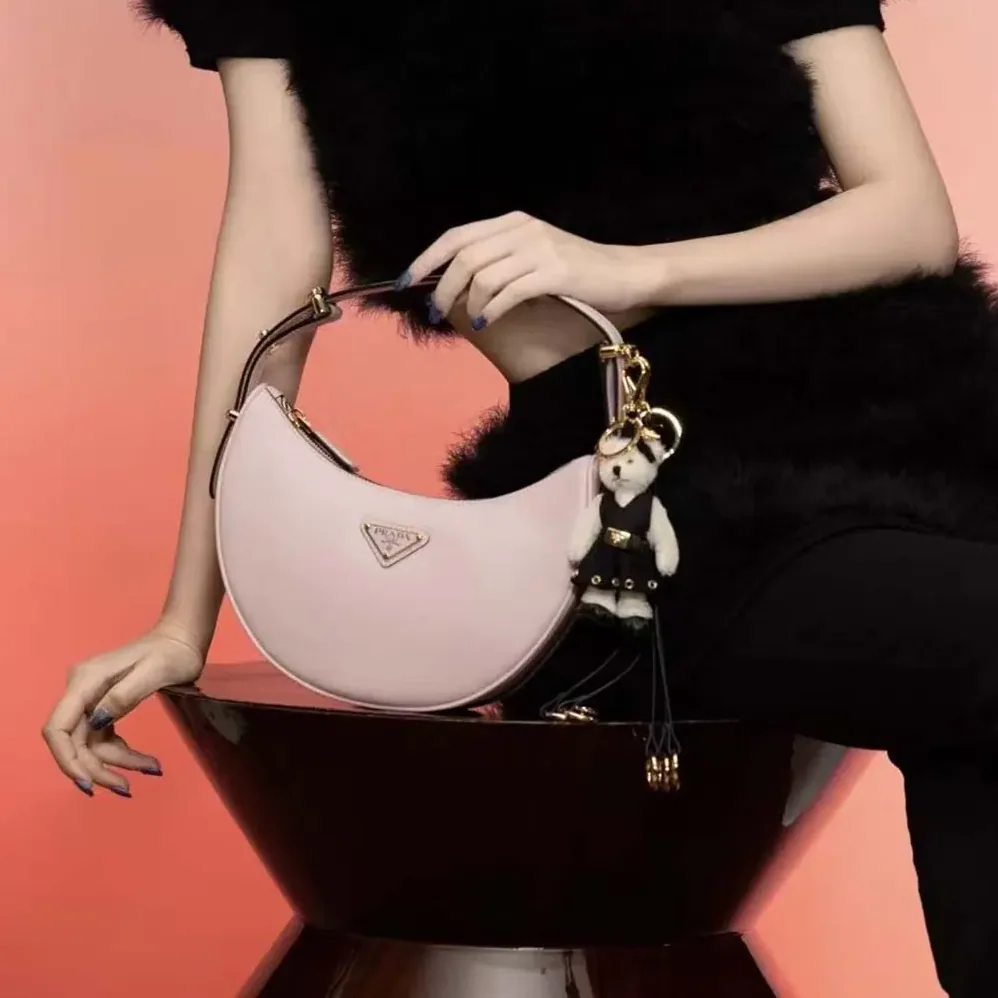 Prada Arqué Mini Leather Shoulder Bag for Women in Pink Prada Arqué Mini Leather Shoulder Bag for Women in Pink