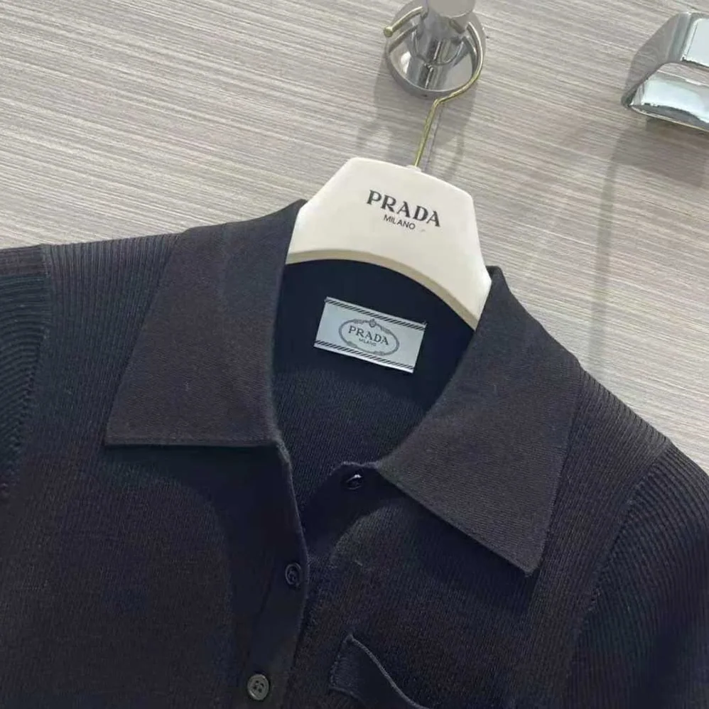 Prada Crepe DE Chine and Knit Dress for Women in Black Prada Crepe DE Chine and Knit Dress for Women in Black