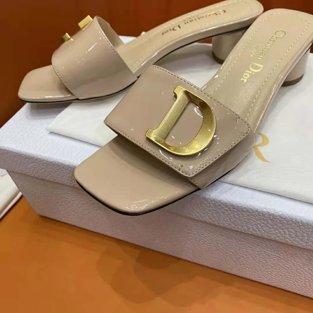 Dior C'est Dior Heeled Slide Nude Patent Calfskin for Women Dior C'est Dior Heeled Slide Nude Patent Calfskin for Women