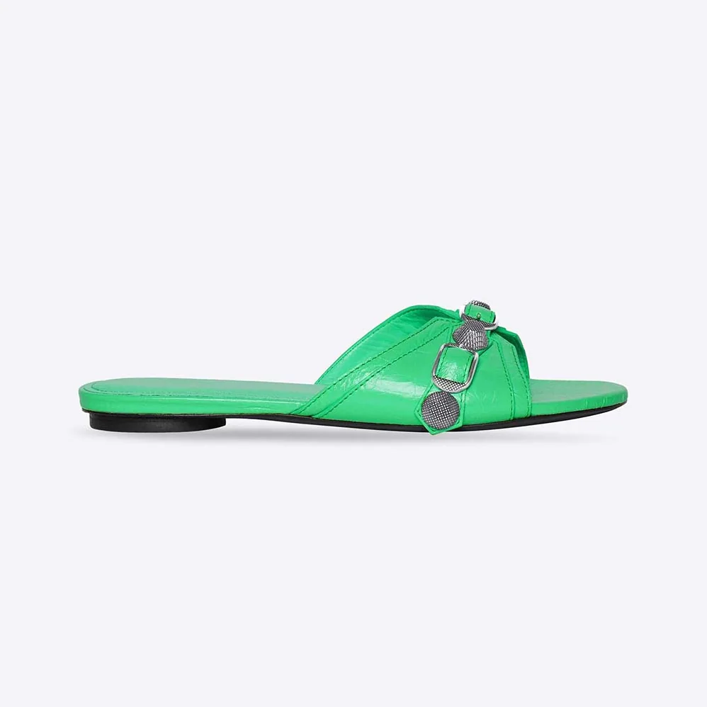 Balenciaga Cagole Sandal in Bright Green Arena Lambskin for Women