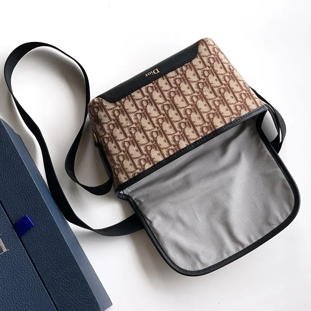 Dior Mini Dior Jett Messenger Bag with Flap Brown Dior Oblique Jacquard for Men Dior Mini Dior Jett Messenger Bag with Flap Brown Dior Oblique Jacquard for Men