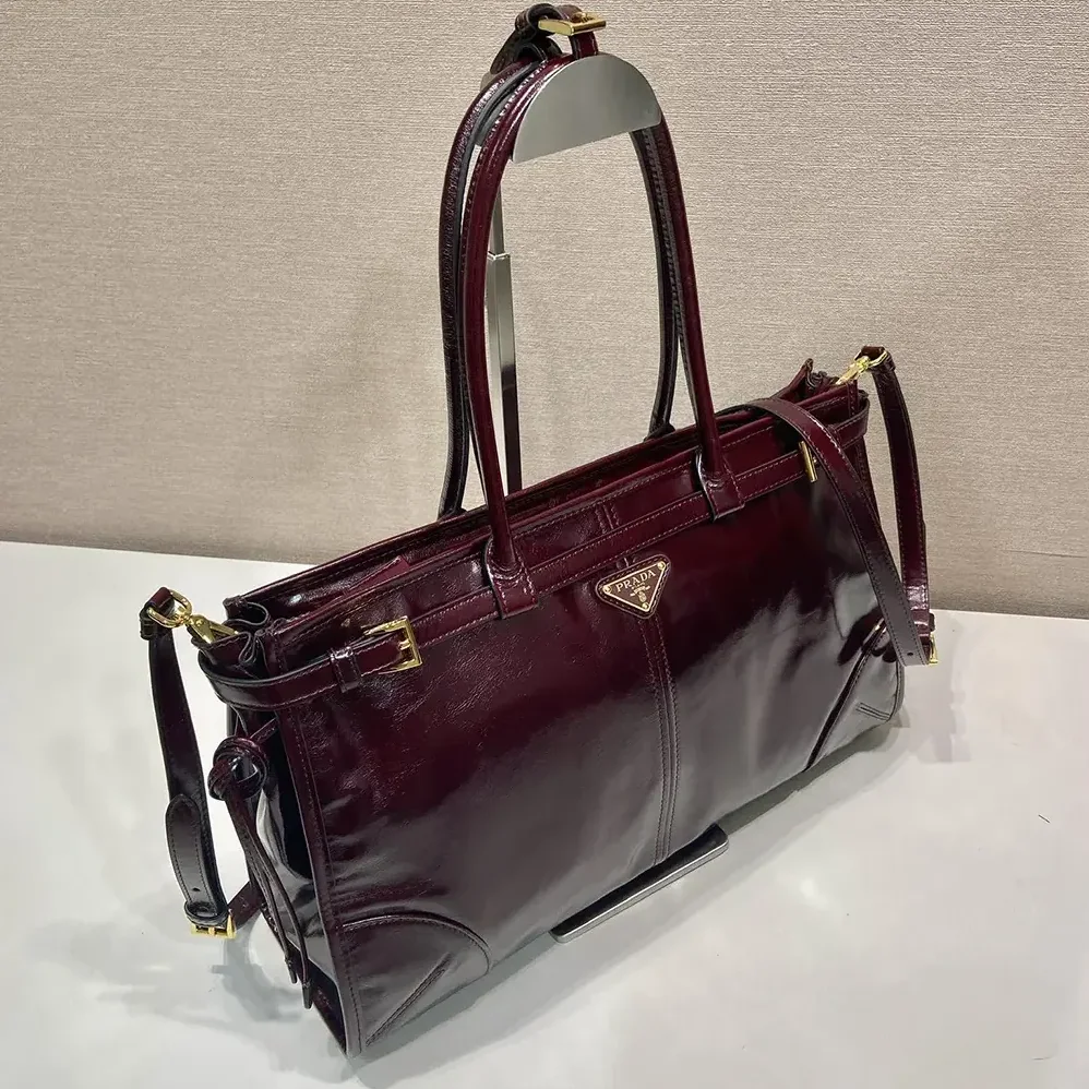 Prada Bonnie Medium Leather Handbag for Women in Maroon Prada Bonnie Medium Leather Handbag for Women in Maroon